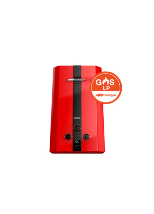 Boiler de Gas LP Mirage FLUX 10L/min | Baja Presión de Agua | Encendido Automático | Instantáneo | Color Rojo | Para 1-2 Servicios