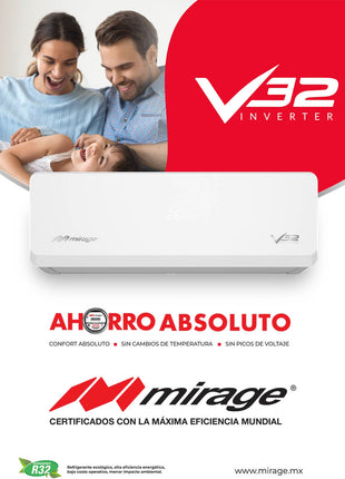 INVERTER V32 / SOLO FRÍO, 2 TON, 220 V, Minisplit, Blanco, 24000 BTU, R32 Bajo Impacto Ambiental, 17.5 SEER